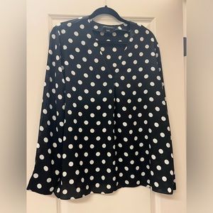 Banana Republic Size Large Blouse black and white polka dot